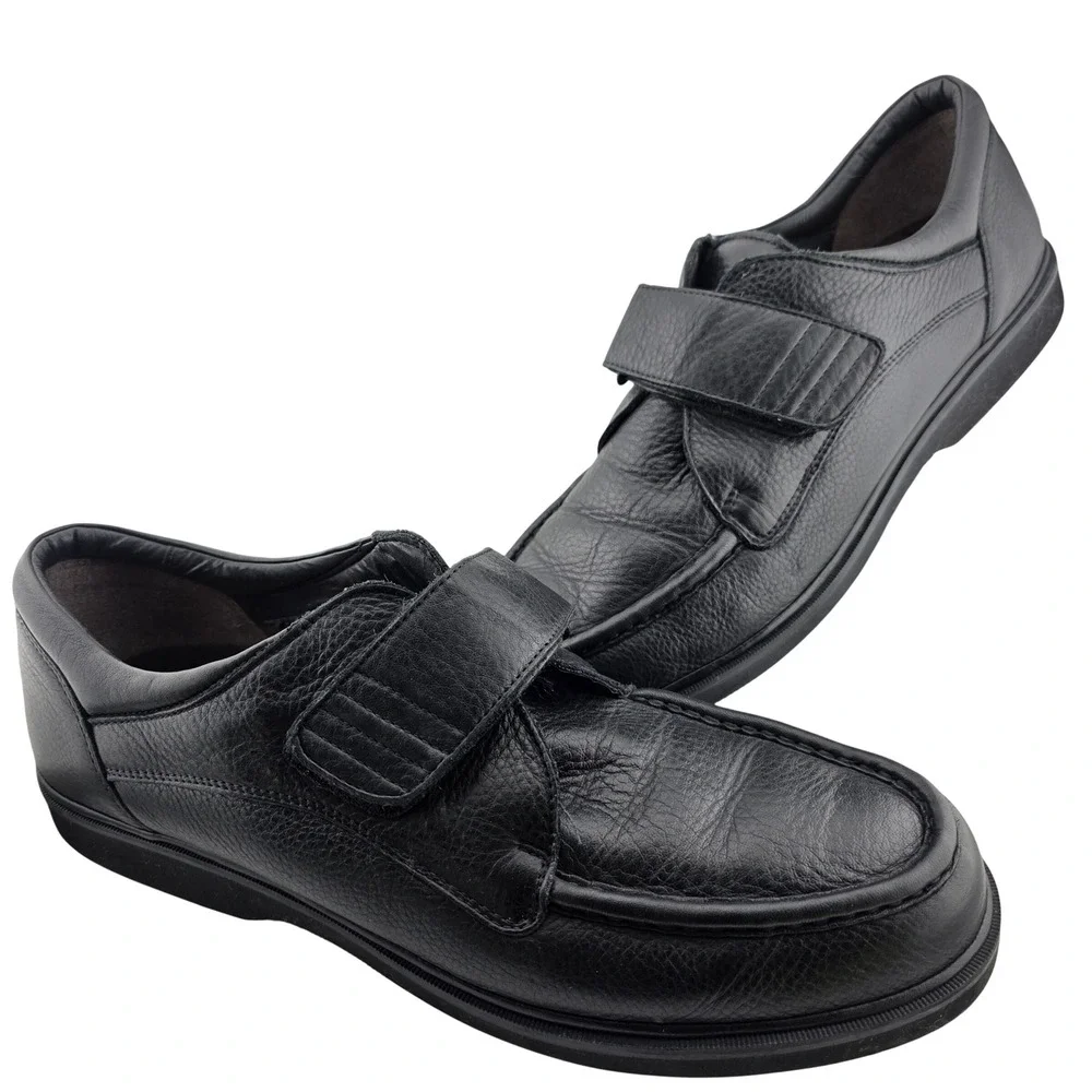 Rockport Walking Shoes Leather Hook Loop Strap Mens 13 Black Support  89-00H